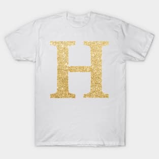 The Letter H Gold Metallic Design T-Shirt